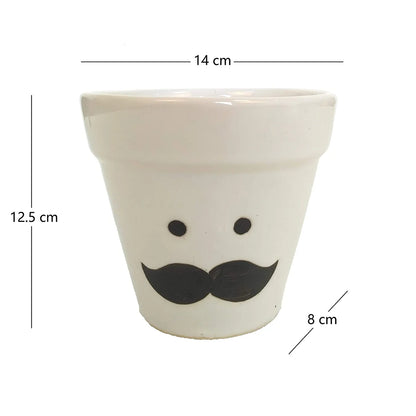 Moustache Face Ceramic Pot