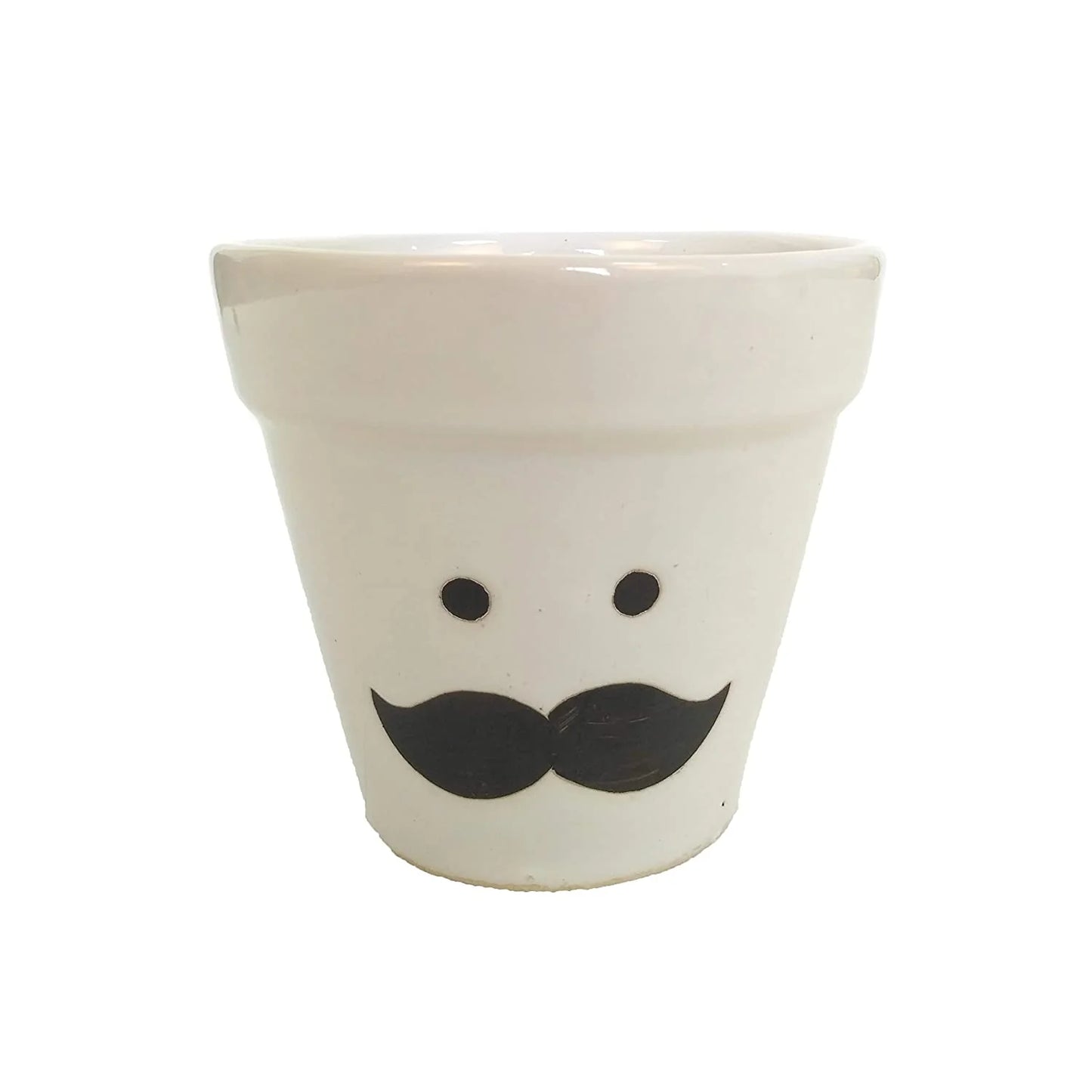 Moustache Face Ceramic Pot